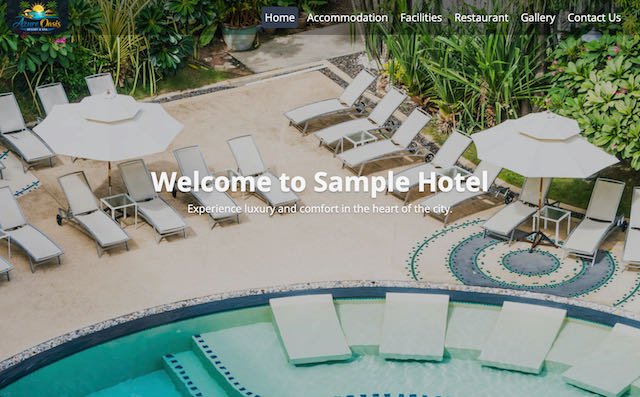 Image of a screen shot of a sample hotel site