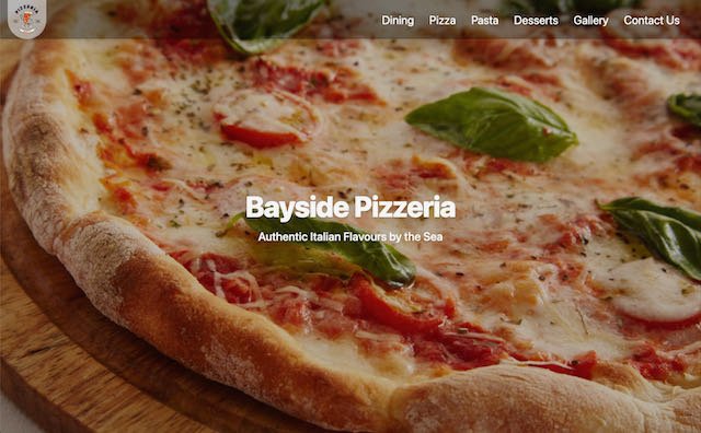 Screen shot image of a sample restaurant website